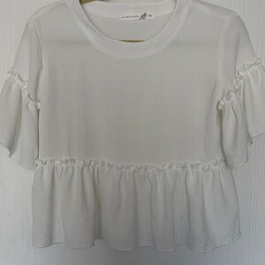 Altar'd State White Ruffle Peplum Top